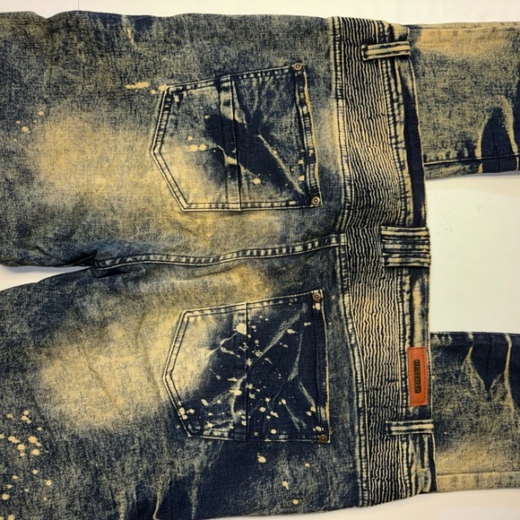 Preme Distressed Blue and Tan Men Jeans y2K - Picture 3 of 8